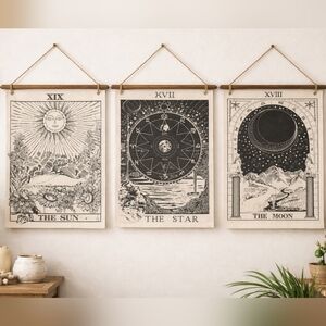 Mystical Tarot Canvas Art Print Set - Black and White